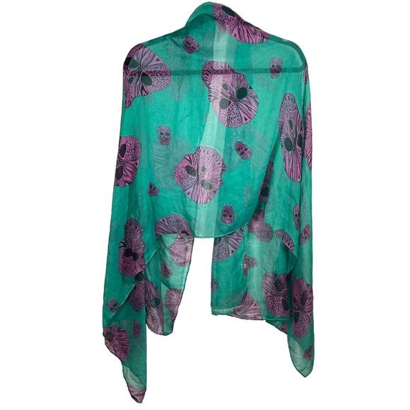 Scarf Accessories - Skull Scarf Green Purple Black